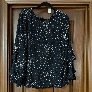 Worthington Black Blouse with White Dots